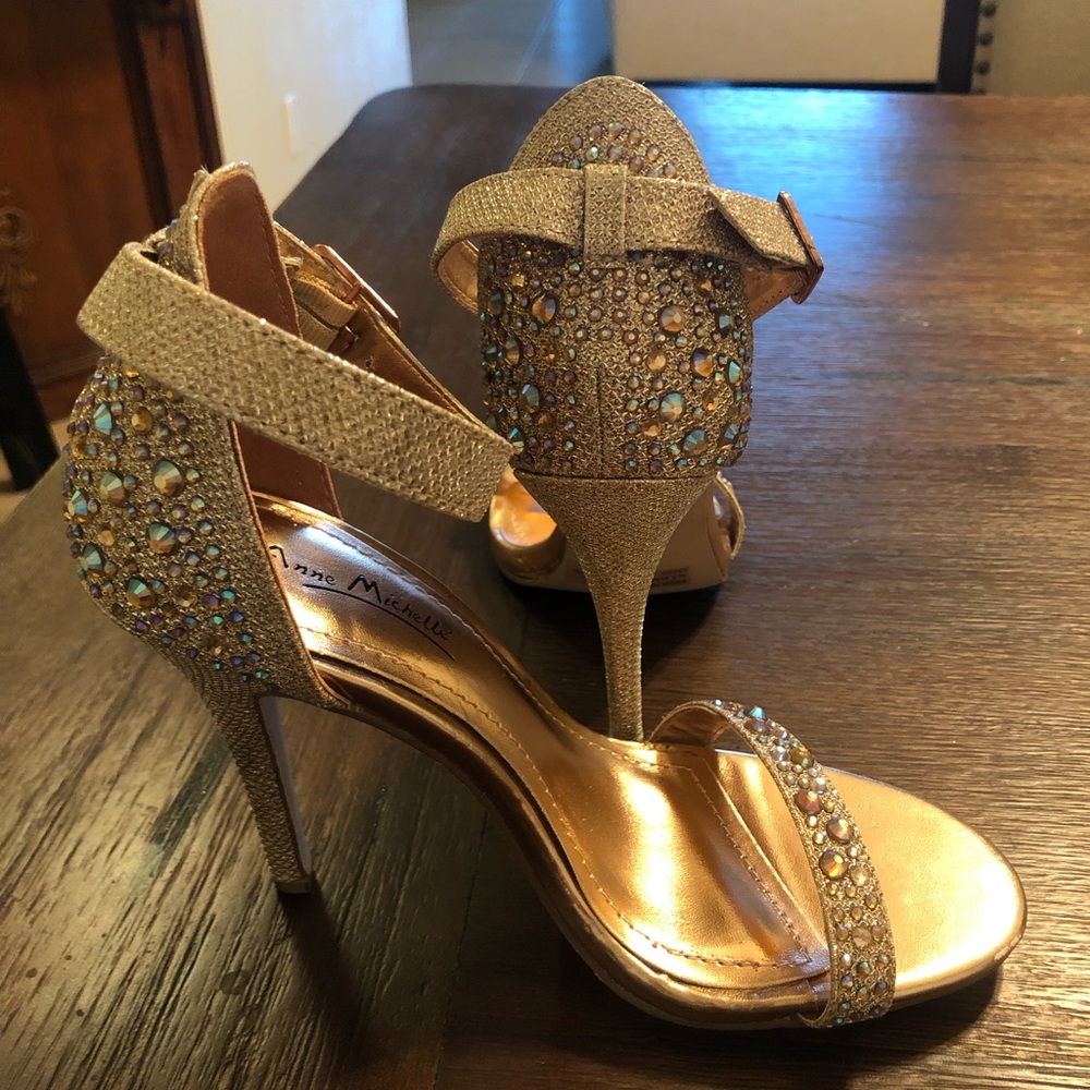 Rose gold jeweled heels